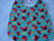 Elmo Green Baby Bib Cotton Front Towelling Back Handmade