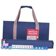 American Mahjong Game Set, 166 Premium White Tiles, 4 All-in-One Color Blue