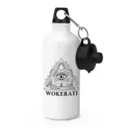 Wokerati Logo Sports Water Bottle Anti Growth Coalition Woke Funny Joke