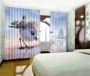 3D Beach Bird 45 Blockout Photo Curtain Print Curtains Drapes Fabric Window AU