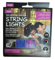 itek Decorative Curtain String Lights Total 144 Led Lights w/ Remote Control