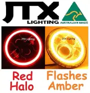 7" JTX LED Halo RED & Amber Headlights Ford Falcon GS GT XA XB XC HO XK XL XM (for: Ford)