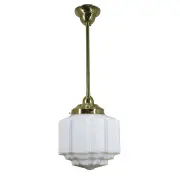St Kilda Opal Matt 8&quot; Shade w 1/2&quot; x 1/2m Rod Pendant