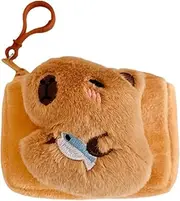 [Generic] Soft Capybara Bag - Capybara Coin Purse, Stylish Animal Small Coin Bag | 12x8.5cm Adorable Capybara Stuffed Animals Purse, Capybara Plush Casual Bag, Hand Bag Coin Bag, Keychain Key Ring, Apricot,