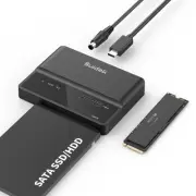 NVMe SSD Enclosure, 10Gbps USB to M.2 and SATA Adapter Tool Free PCIe NVMe Ex...