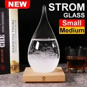 Storm Glass Weather Station Barometer with Wooden Base Home Decor - Large/small