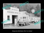 OLD POSTCARD SIZE PHOTO OF MANGAWEKA NEW ZEALAND SHELL OIL PETROL STATION 1964