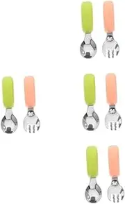 NOLITOY 4 Sets Short Handle Spoon and Fork Set Serving Utensils Utensils Utensils Cutlery Spoons Utensils Fork Fork Eating Spoon Stainless Steel