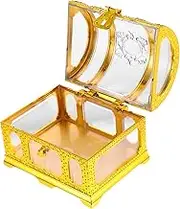 CIYODO Pirate Treasure Chest Basket Party Favor Storage Containers Party Prop Golden Plastic