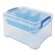 Advantus 37375 5 Sections Super Stacker Divided Storage Box - Clear/Blue New