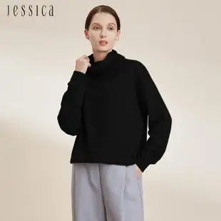【JESSICA】舒適親膚羊絨羊毛百搭高領針織衫224354（黑）