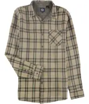 Dockers Mens Double Weave Plaid Button Up Shirt