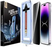 MAGIC JOHN 2 Pack for iPhone 14 Pro Max 6.7 inch Privacy Tempered Glass Screen Protector, Auto Dust-Elimination Installation, Easy Installation, Bubble Free