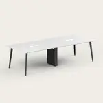 Recess Meeting Table | Boardroom Table | Office Furniture | Conference Table, White / Black / 4 Plug