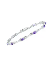 Silver 1.86 ct. tw. Diamond & Amethyst Bracelet
