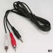 6FT 3.5mm 1/8" Stereo Male to 2 RCA Male AUX Audio Cable Cord PC MP3 Black