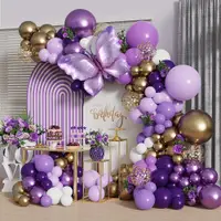 在飛比找蝦皮商城精選優惠-紫色蝴蝶氣球套裝 淺紫色 金屬 金色 氣球拱門 婚禮生日裝飾