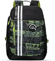 [uppercase] 33L Campus 01 | School Bag | Double Compartment with Top & Side Quick Access Pocket | Padded Backpack with Side Compression Strap | For Girls & Boys | 750 Days Warranty (Black), Black, One,