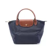 Longchamp Le Pliage Original S Tote Bag Canvas Leather Women'S Navy / Brown