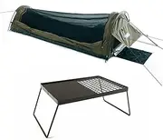 Adventure Kings Kwiky Single Swag 50mm Mattress + Camp Fire BBQ Plate Cooking