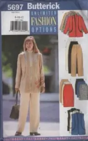 5697 BUTTERICK EASY MISSES' JACKET/VEST/SKIRT/PANTS SZ 8-12