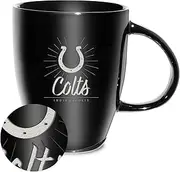 Rico Industries NFL Football Indianapolis Colts Sunburst Black 18oz Laser Engraved Ceramic Lustre Mug