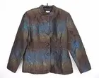 CHICO'S Top HALI TEAL SHINE Button Down Blouse Sz 1 NWT $138 Lightweight Shimmer