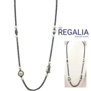 Handmade Beaded Long Necklace w/ Rondelle Hematite & Baroque Pearls Focal Points
