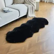 Faux Sheepskin Runner Rugs Fluffy Shag Fur Dresser Runner Couch 2x6 ft Black