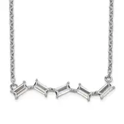 Sterling Silver Cheryl M Rhodium-Plated Emerald-Cut Cz Bar 18 Inch Necklace