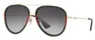 GUCCI GG0062S 003 57mm Aviator Green/Red Unisex Sunglasses with Light Grey Lens