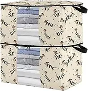 sanluoli 60L 2 Pack Bed Sheet Storage Containers with Reinforced Handles, clear window Sheet Storage For Closet