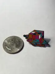 Melting Rubiks Cube Enamel Pin Badge Brooch Puzzle Retro 80s