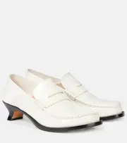 [Loewe] Loewe Campo 45 croc-effect leather loafer pumps AU 7 white