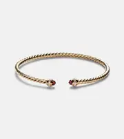 [David Yurman] David Yurman Cablespira® Flex 18kt gold cuff bracelet with garnets and diamonds M gold