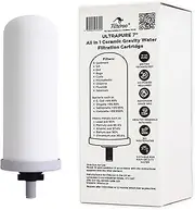 Filteroo Ultrapure 7" All in 1 Ceramic Gravity Water Filtration Cartridge - Replacement Ceramic Water Filter Candle, Reduces Fluoride, Improves Taste & Odour