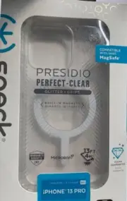 SPECK PRESIDIO PERFECT-CLEAR GLITTER GRIP + MAGSAFE Case for Apple iPhone 13 Pro