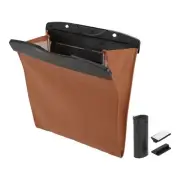 Car Trash Can Hanging Folding Front Seat Faux Leather Trash Bin Black Brown 1pcs