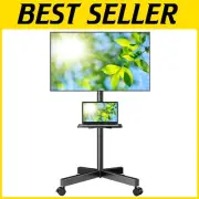 Rolling Mobile TV Stand with Laptop Shelf - Fits 23-60 inch TVs, 400x400mm VESA