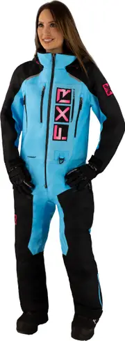 FXR Recruit Lite 2023 Ladies One Piece Snowmobile Suit, black-blue, Size 6 for Women Black Blue