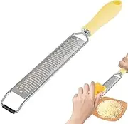 Cheese Grater with Handle | Flat Metal Long Handle Lemon Zesters | Hand-Held Stainless Steel Food Grater for Garlic, Nutmeg, Vegetables