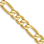 Solid 14K Yellow Gold 22 inch 7.5mm Flat Figaro with Lobster Clasp Chain Necklace