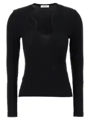 [Ferragamo] Ferragamo-Shaped Neckline Sweater Maglioni Nero-Donna S