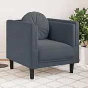 Sofa Chair with Cushion, Dark Grey Velvet Furniture - Comfy Couch for Small Living Room, Bedroom, Lounge Seating - Single Chair, Bed for Reading