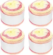 4Pack Ombre Yarn for Crocheting-Gradient Cake Yarn, DIY Flexible Soft Cotton Gradient Yarns, Crochet Yarns for Making Blanket Scarf Shawl Sweater (Pink Yellow)