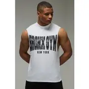 Mens White MAN Active Bronx Gym Drop Oversized Armhole vest