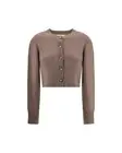 Loulou De Saison Zephyr Cardigan Brown Cropped Knit Women Sweaters