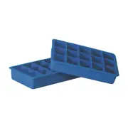 2pc Avanti Soft Silicone 15-Cup Square Ice Cube Tray Mould Maker Mold Set Blue
