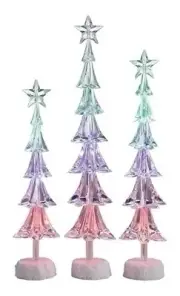 Roman 3 Icy Crystal LED Slim Christmas Tree Star Christmas Table Figures 16"