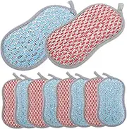 DEARMAMY 10Pcs Multi Use Dishwash Scrub Sponges Reusable Cleaning Sponges for Dishes Pots and Bathroom Durable Non Scratch Kitchen Sponge Quick Drying and Lightweight